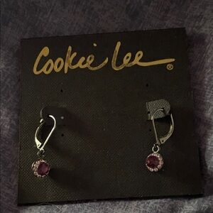 Cookie Lee Silver Earrings with Purple Accents